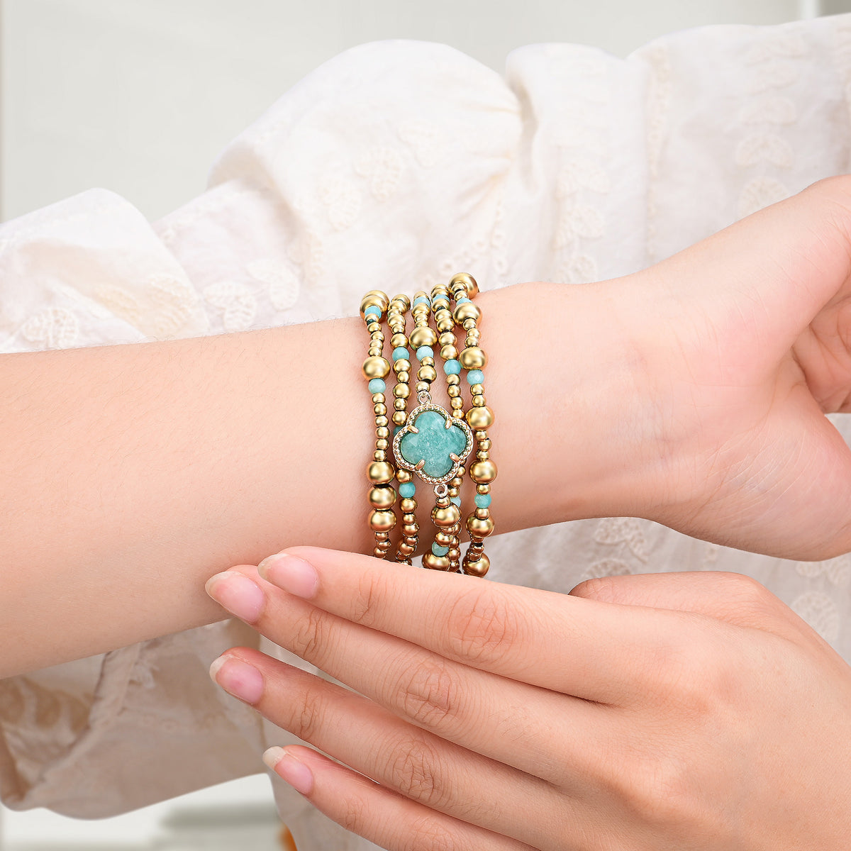 Heilendes Amazonit-Delight-Stretch-Apple Watch-Armband