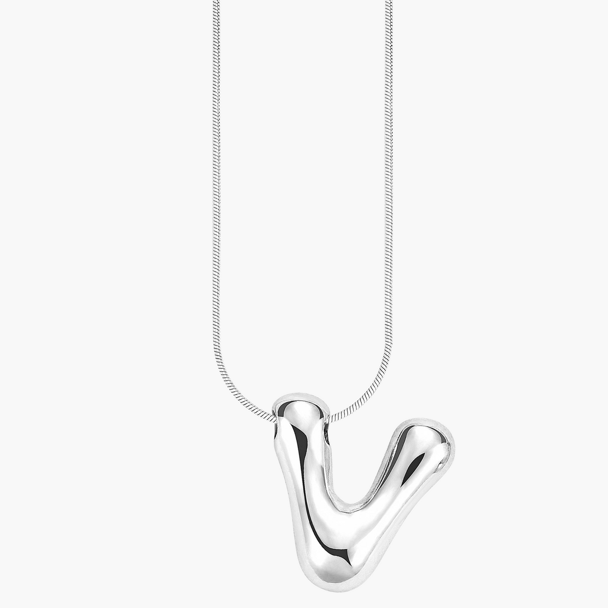Collier initial en lettres bulles à éclat argenté