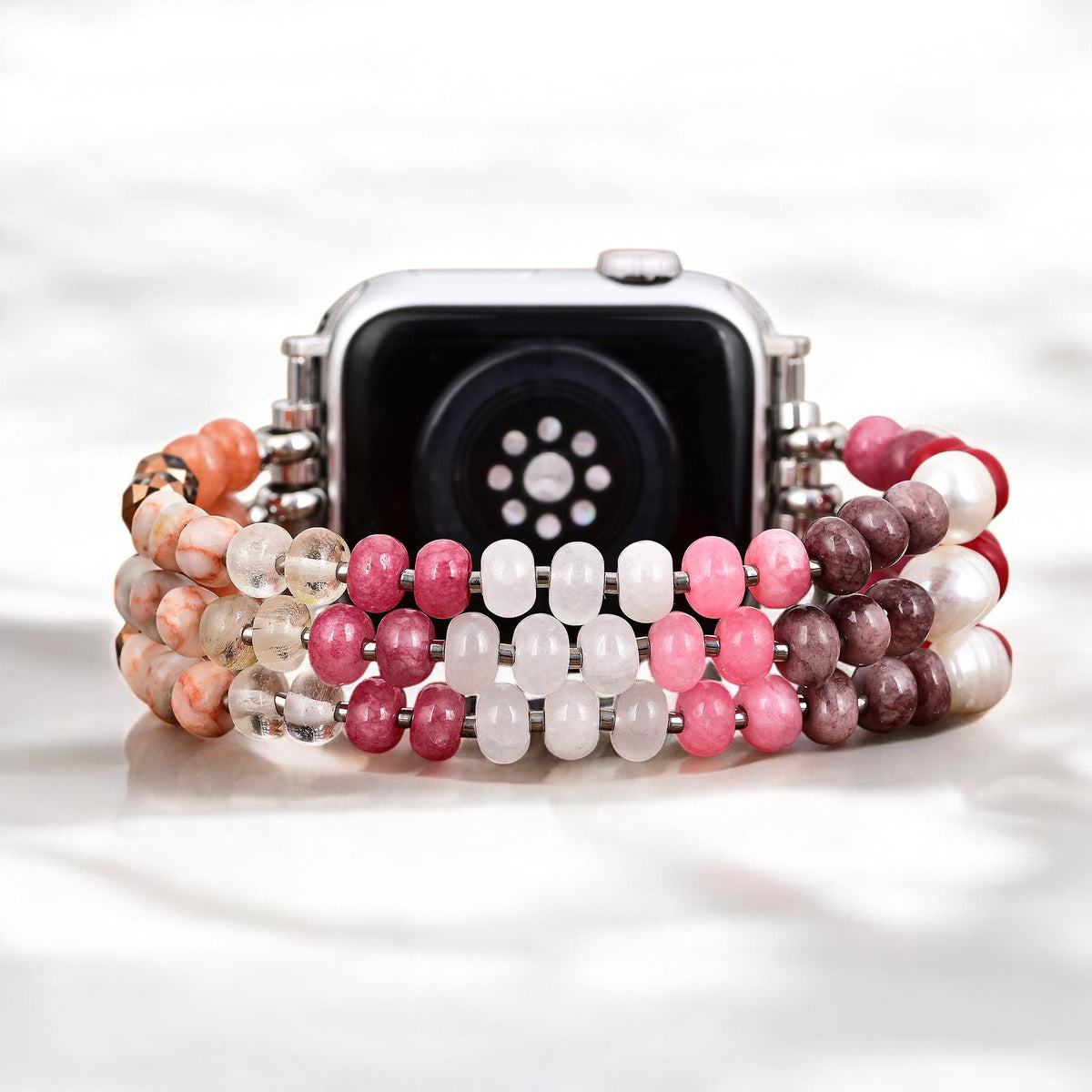Ruby Blush Stone Stretch Apple Watch Armband