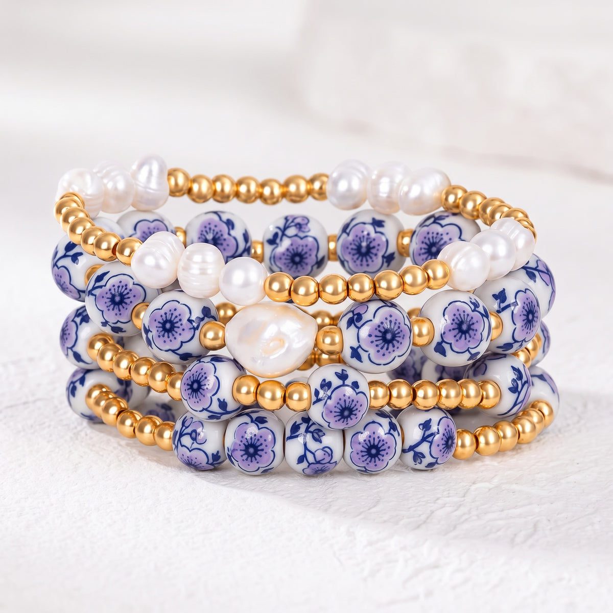 Porcelain Garden Lavender Bloom Armbandset