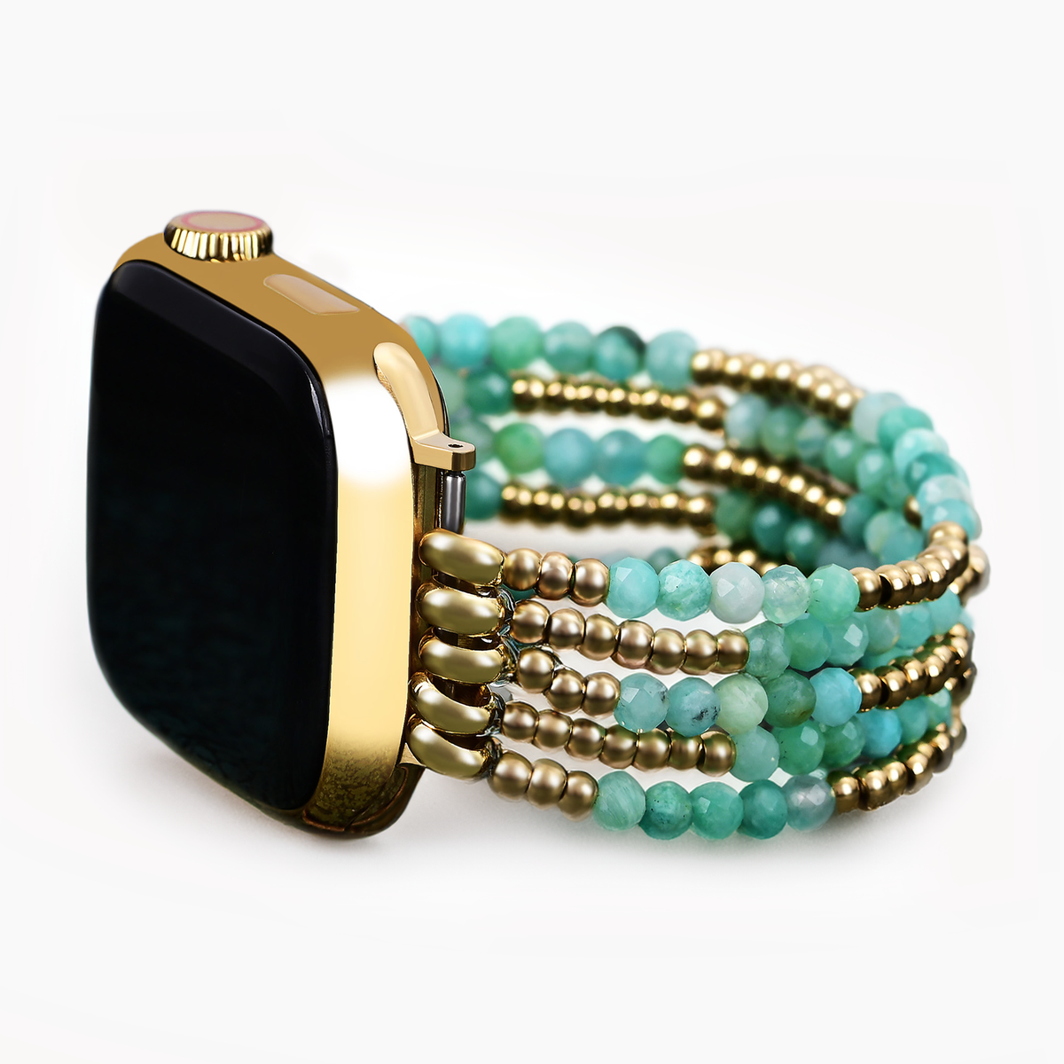 Bracelet extensible en amazonite lumineuse pour Apple Watch