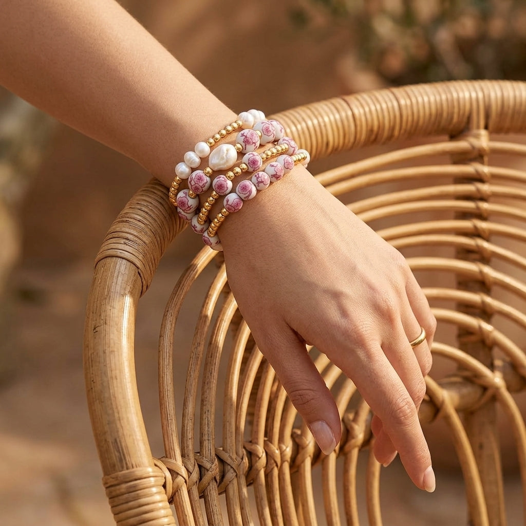 Porseleinen tuin-armbandset Cherry Blossom