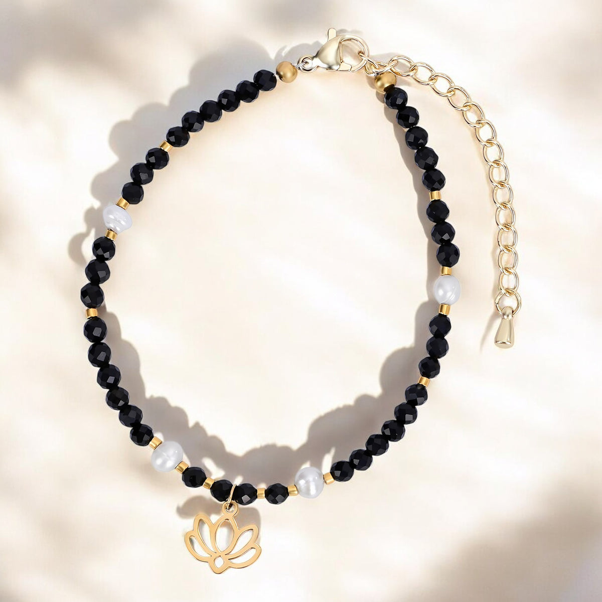 Bracelet Lotus Agate de Minuit