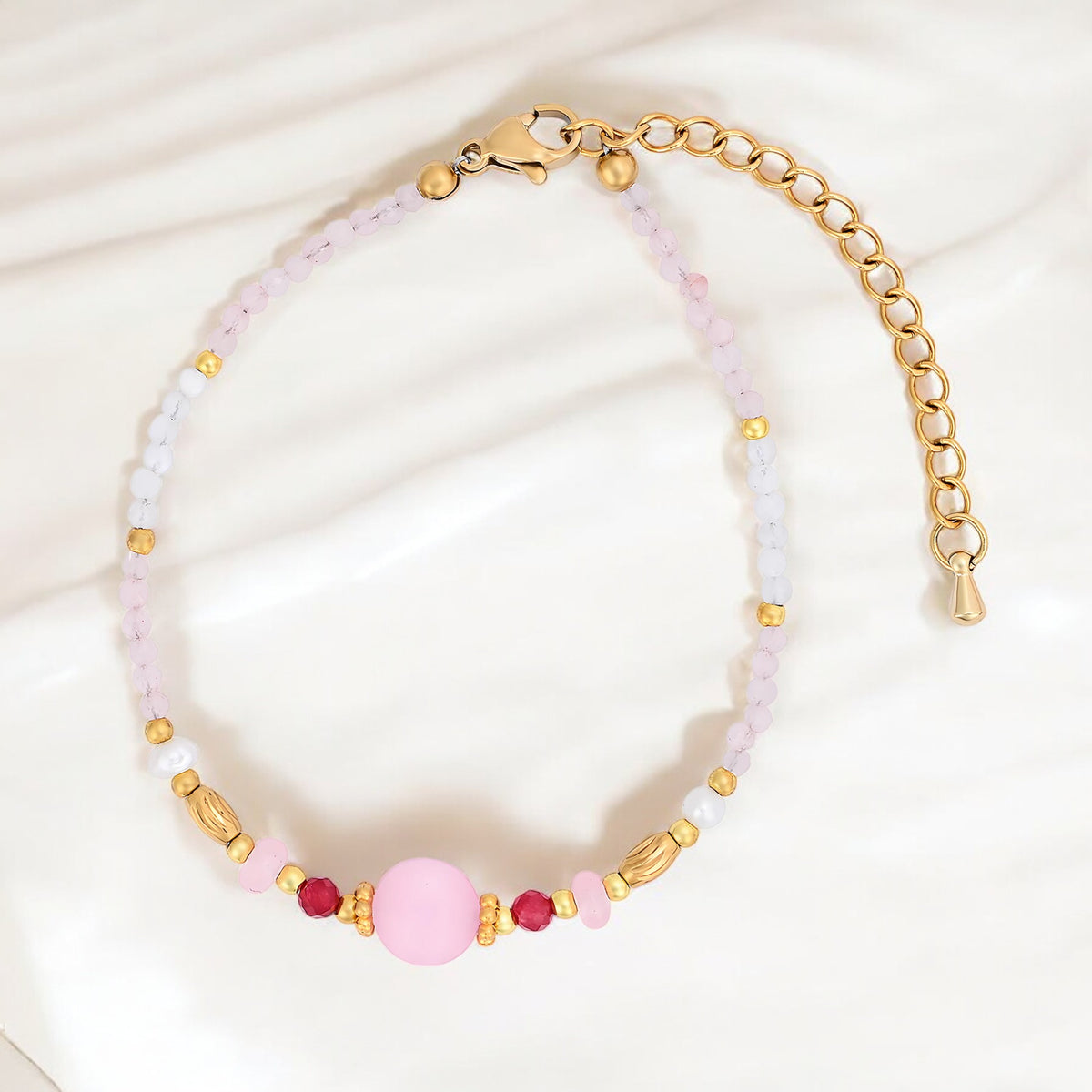Bracelet en Quartz Rose au Clair de Lune
