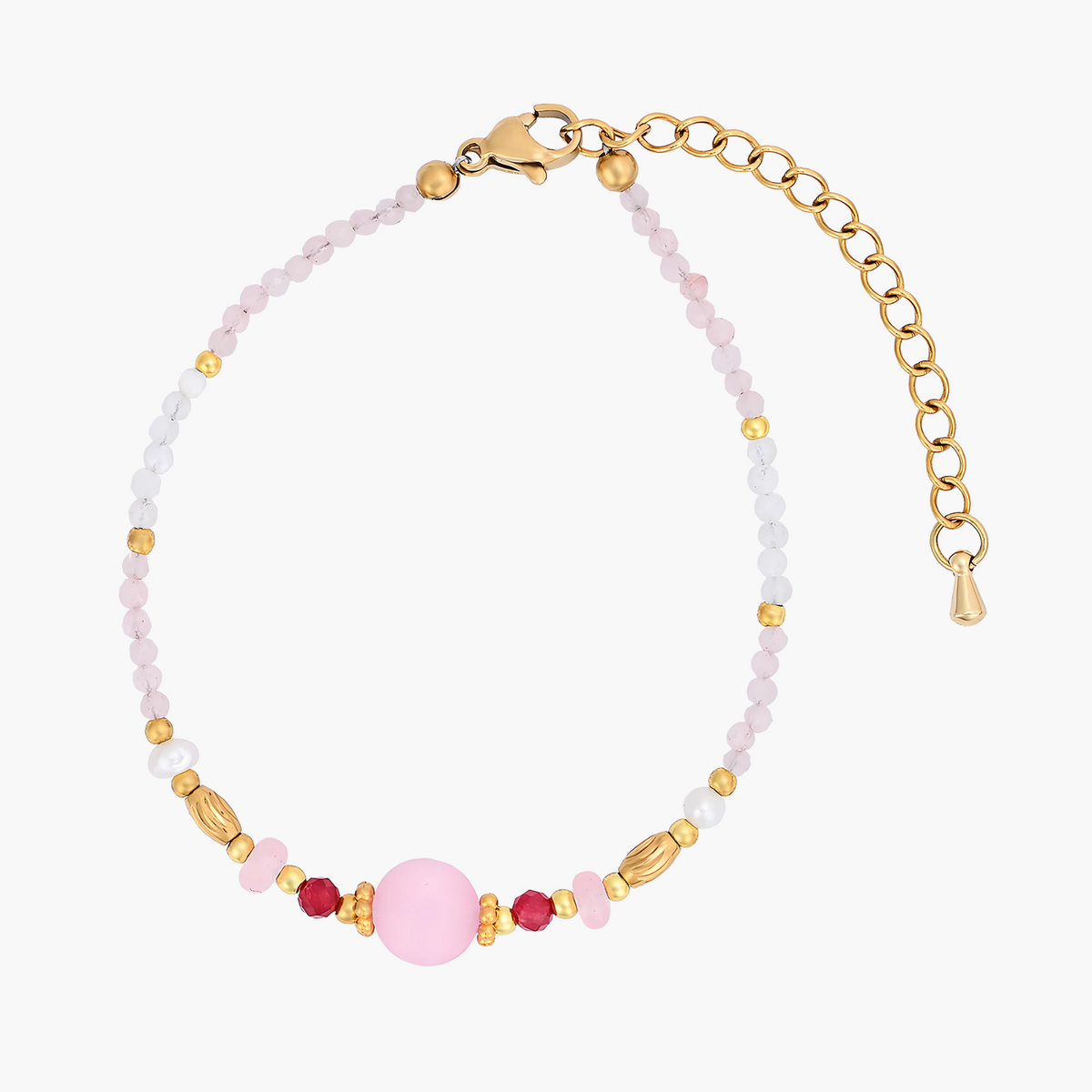 Bracelet en Quartz Rose au Clair de Lune