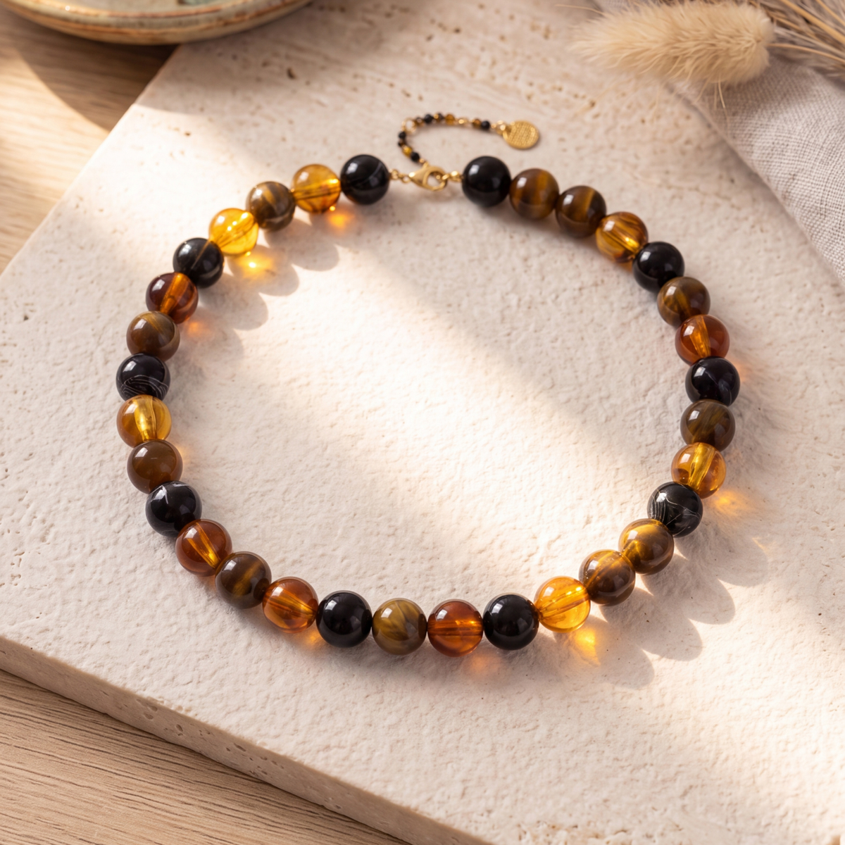 Chunky bruine kralenketting