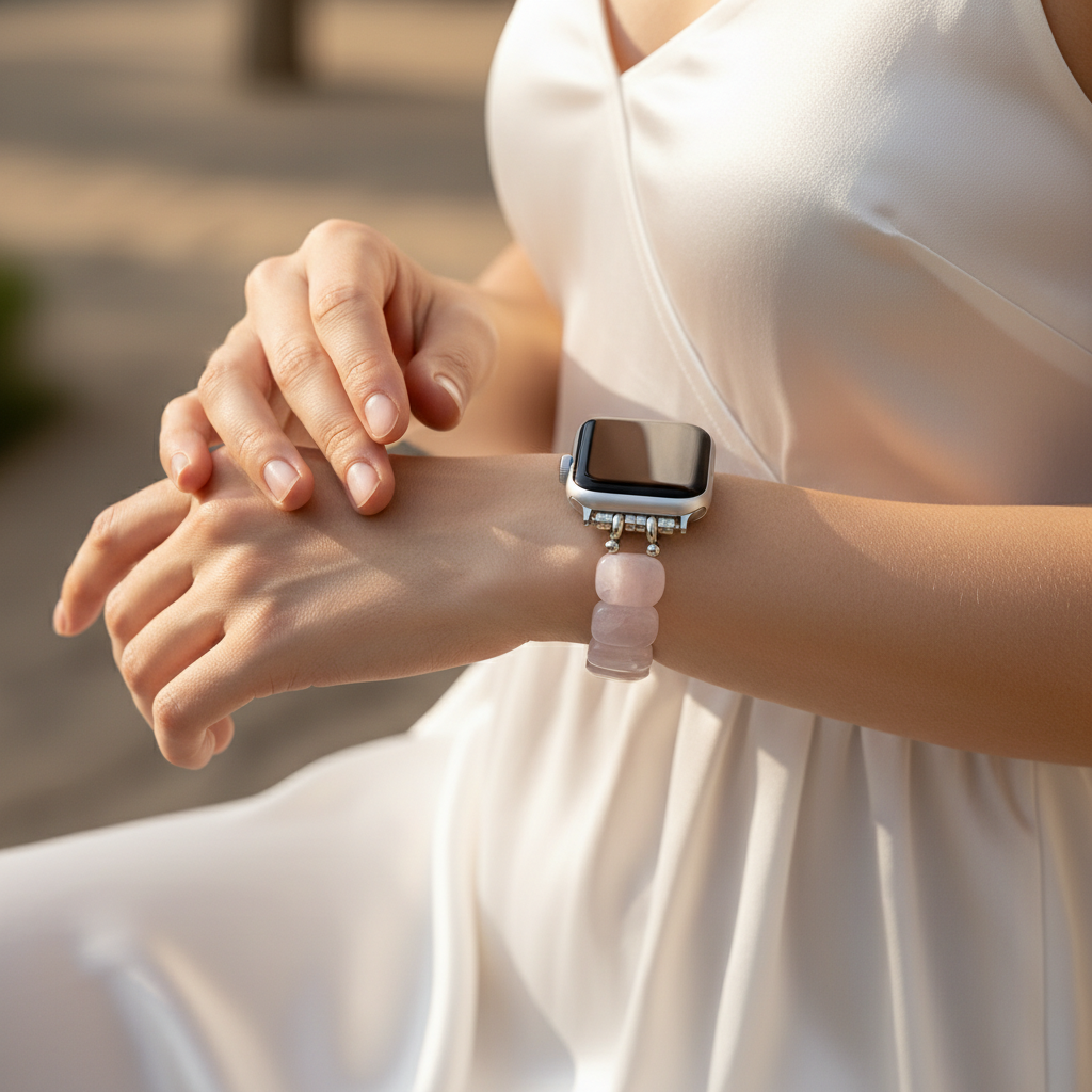 Bracelet extensible en quartz rose doux pour Apple Watch