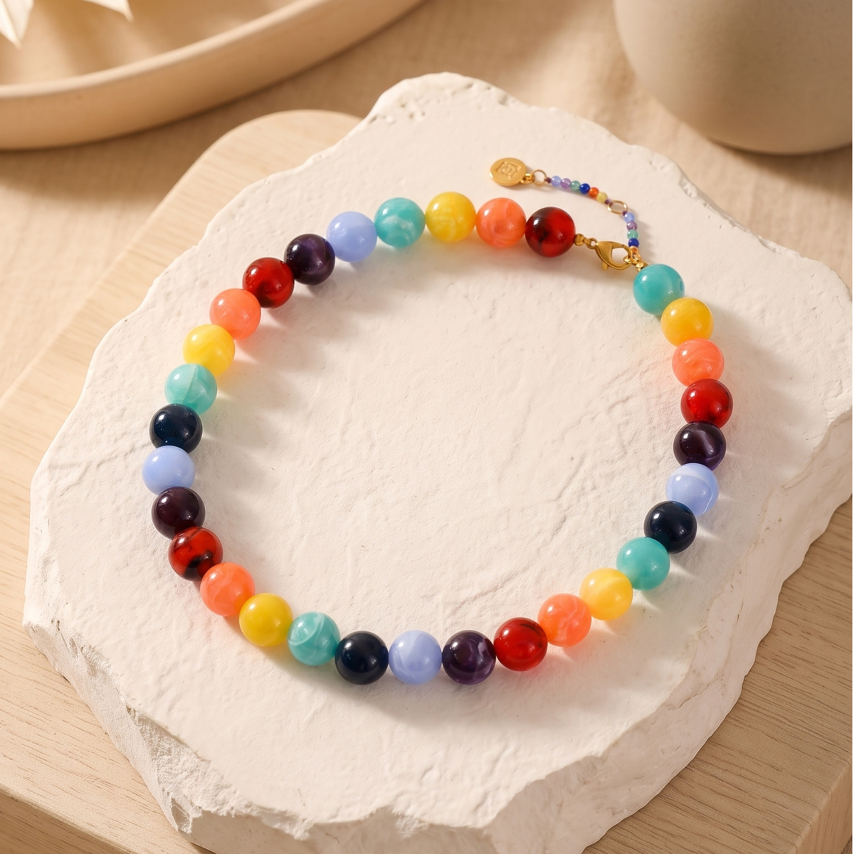 Chunky regenboog kralenketting
