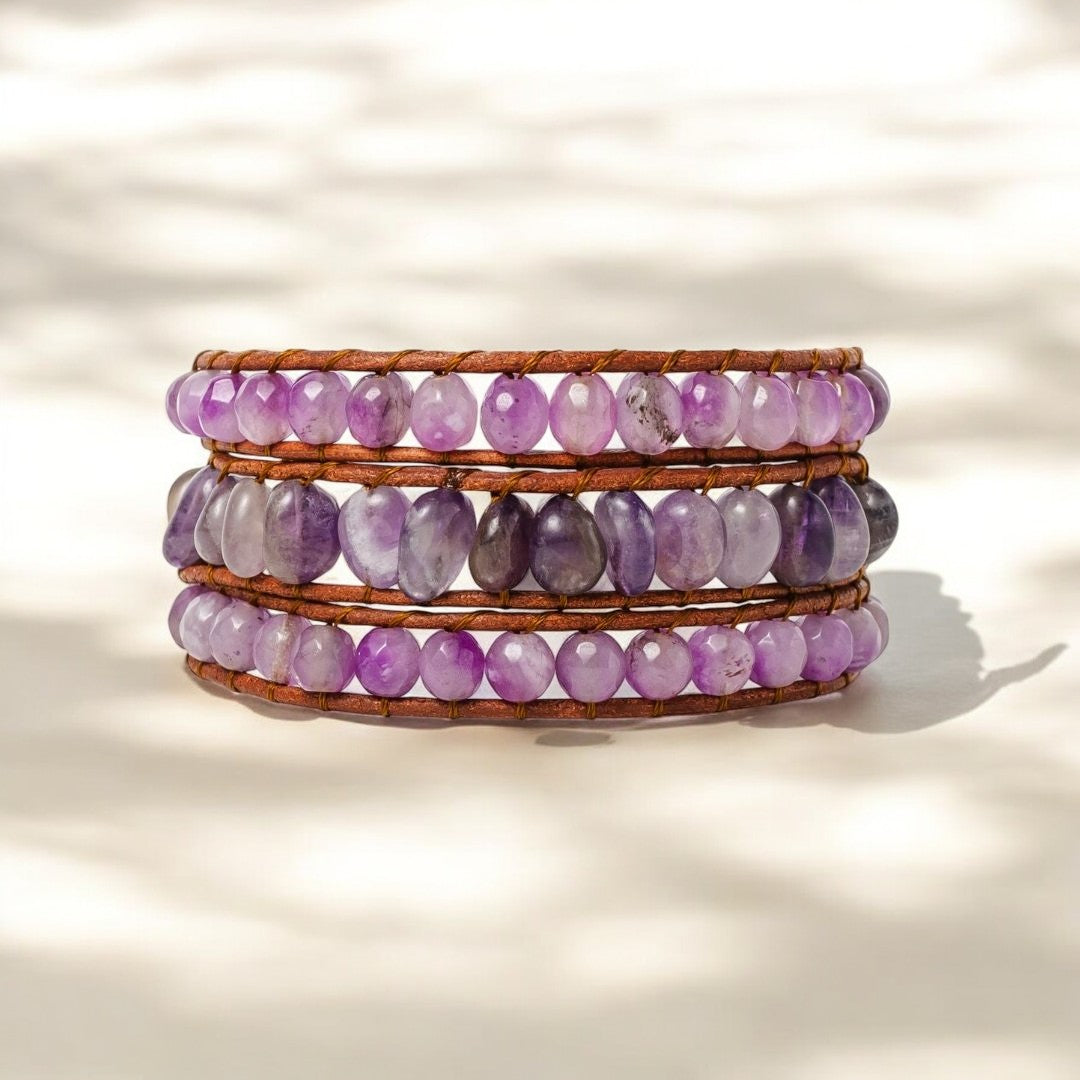 Mystischer Amethyst Kunsthandwerker Wickelarmband