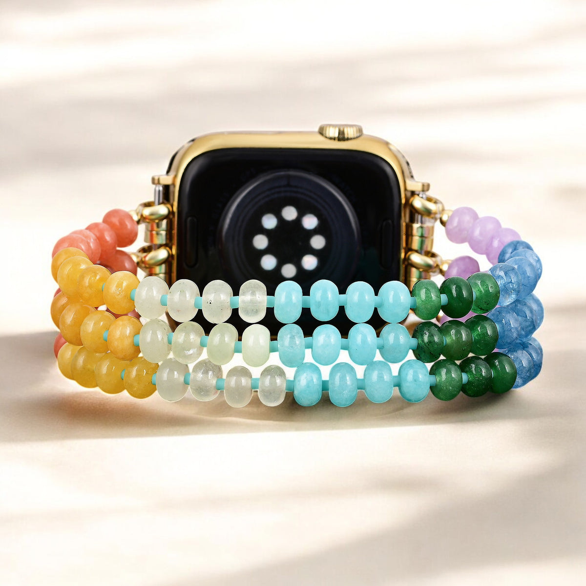 Rainbow Glow Stone Stretch Apple Watch Armband