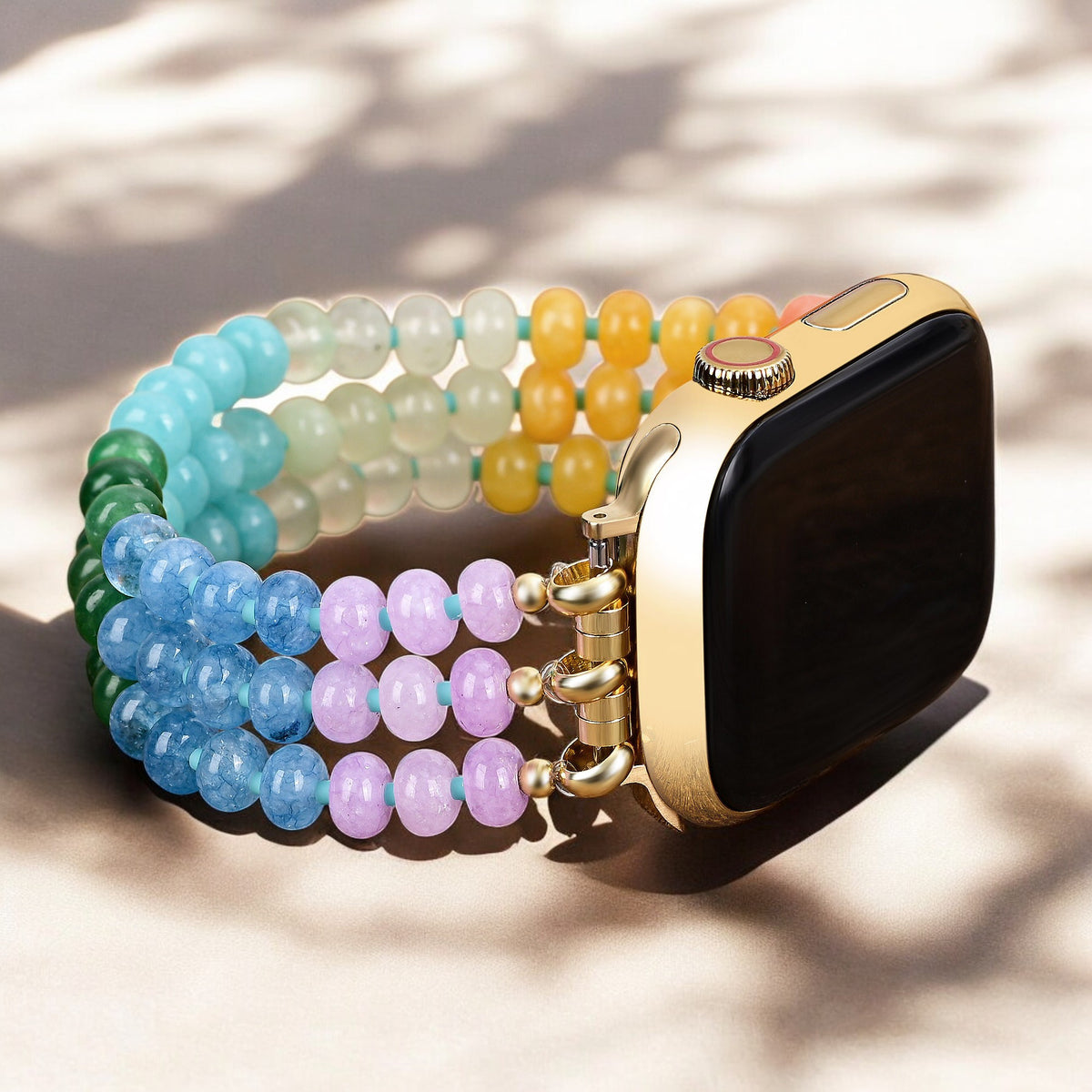 Rainbow Glow Stone Stretch Apple Watch Armband