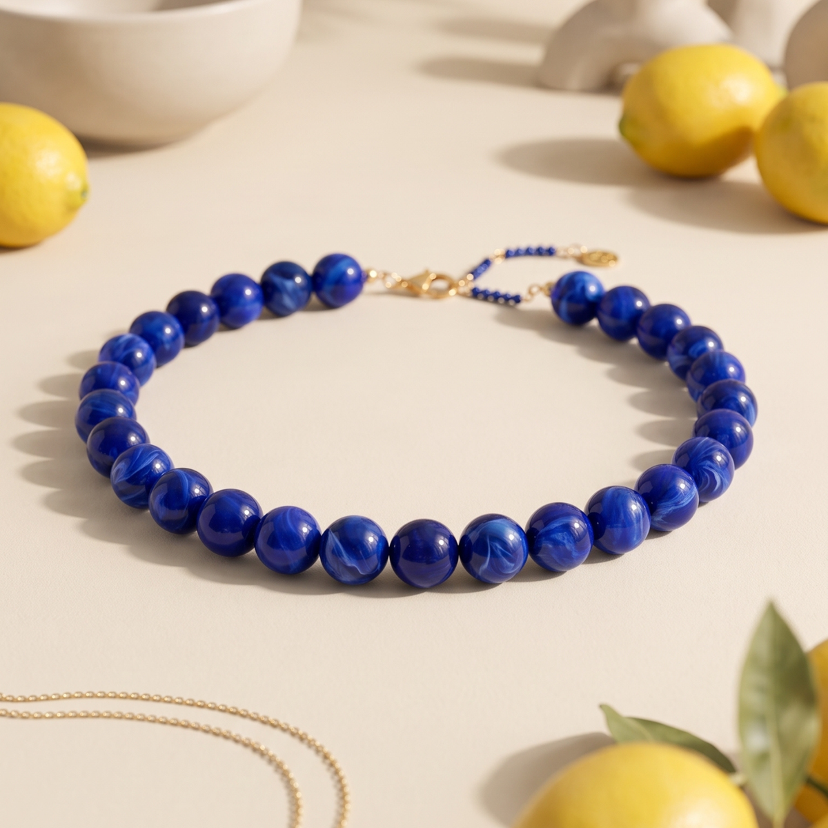 Chunky blauwe kralenketting