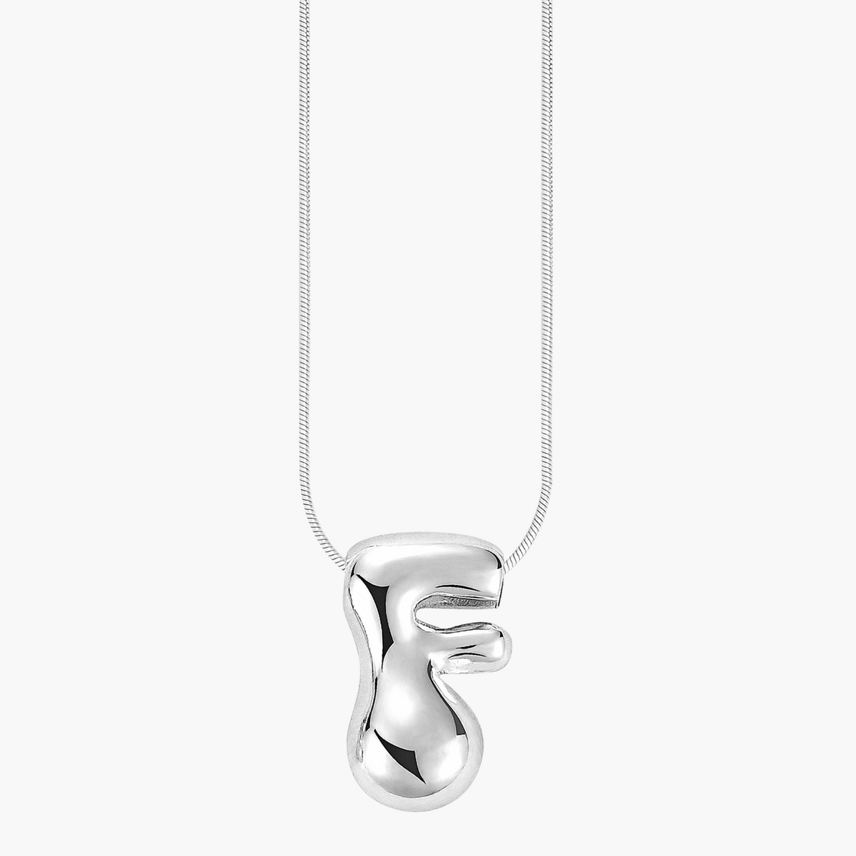 Collier initial en lettres bulles à éclat argenté