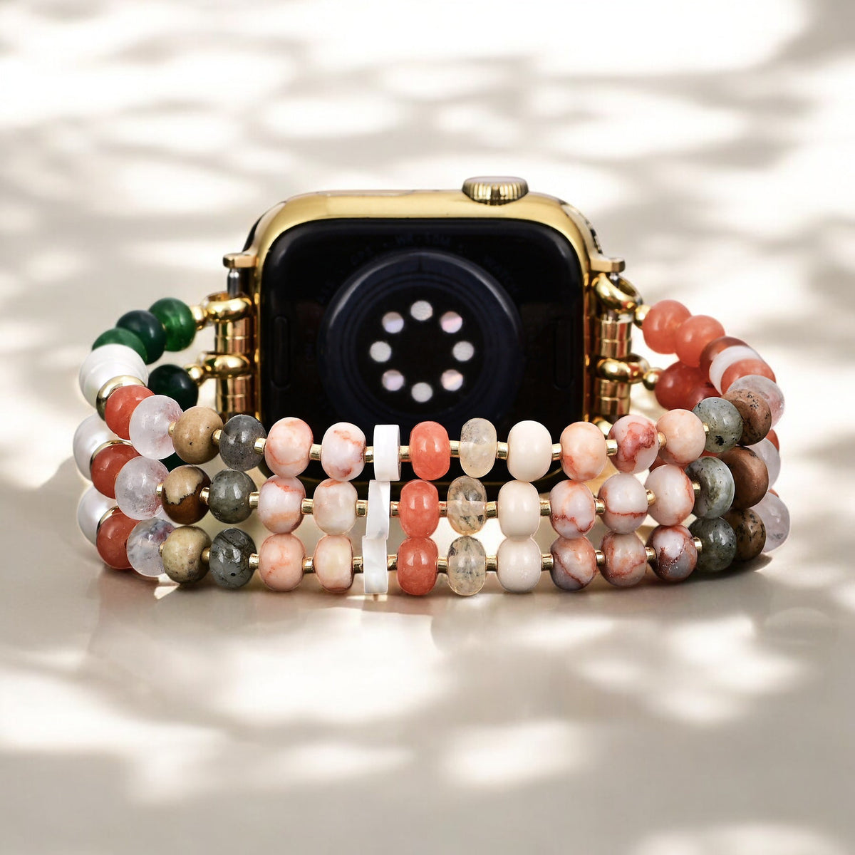 Coral Natural Stone Stretch Apple Watch Armband