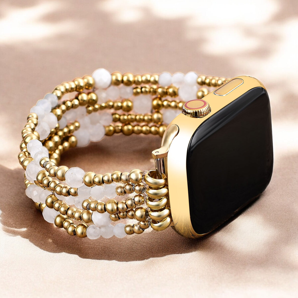 Gouden Halo Maansteen Rekbare Apple Watch Band