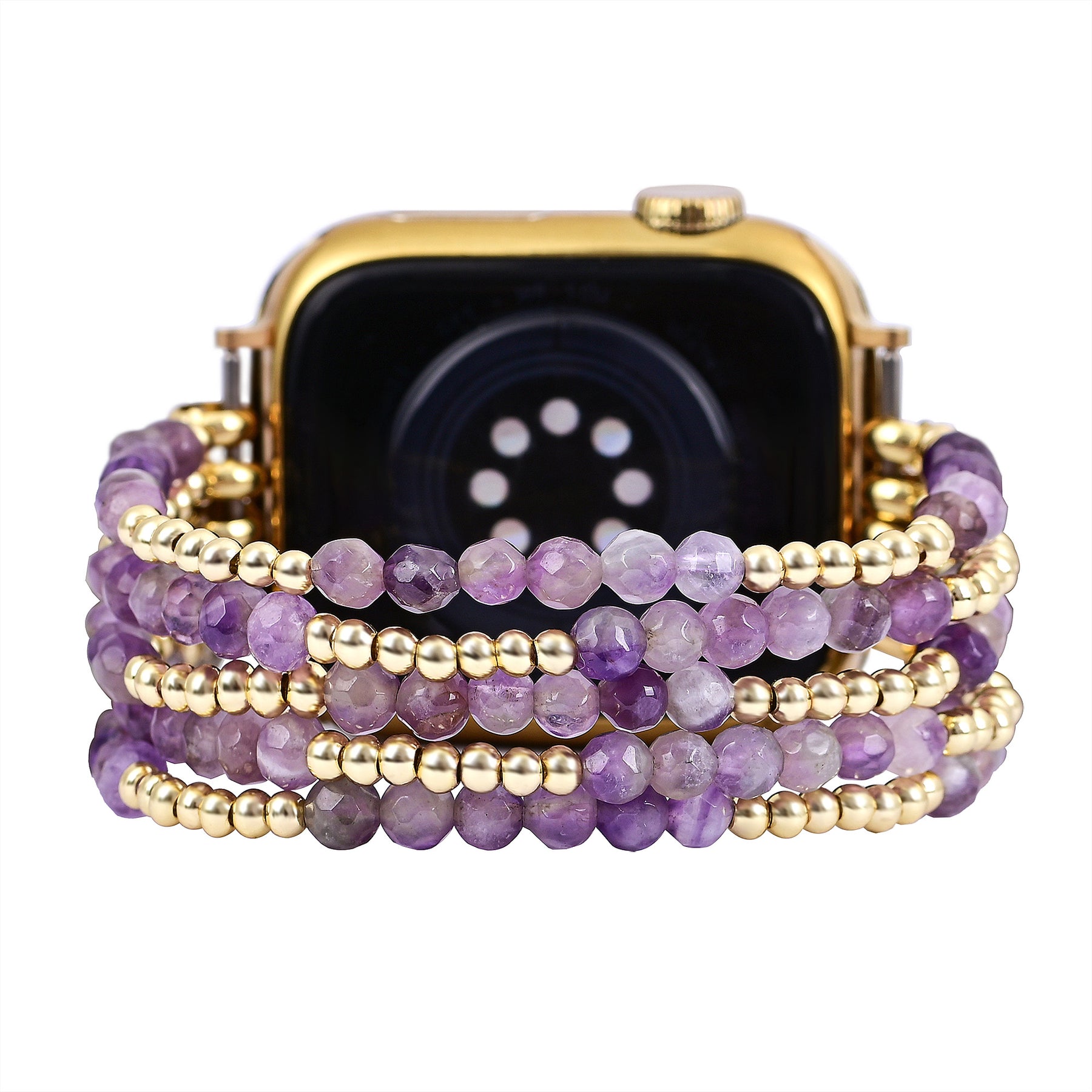 Bracelet extensible Golden Violet Amethyst pour Apple Watch