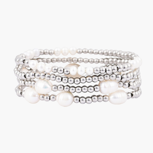 Ensemble de bracelets en perles et en argent