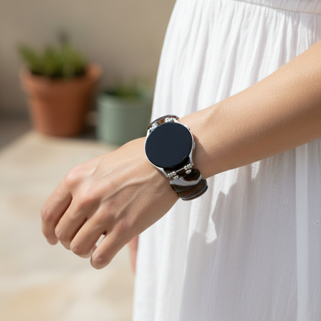 Bracelet extensible Bohemian Onyx Elegance pour Samsung Galaxy Watch