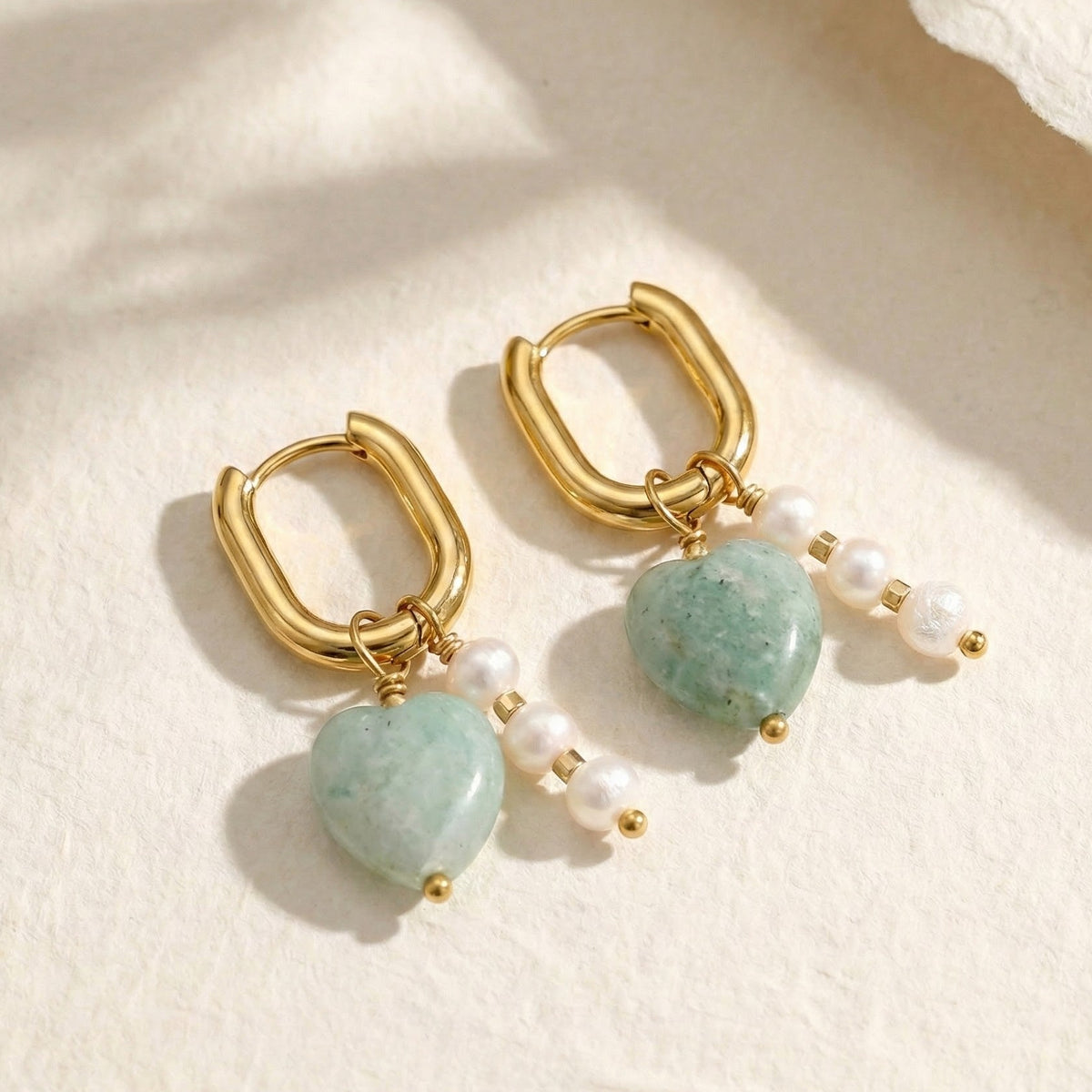 Boucles d'oreilles Amour en Amazonite