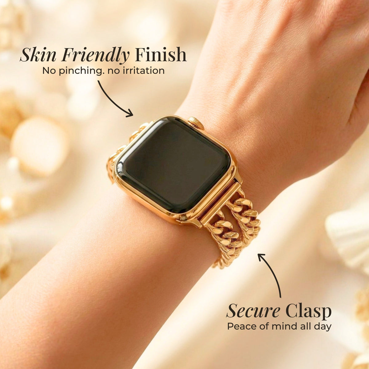 Goldfarbiges Curve Luxusarmband für Apple Watch