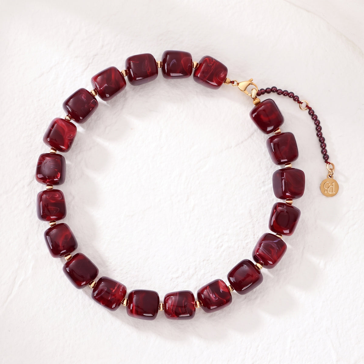 Chunky vierkante kralenketting marmer