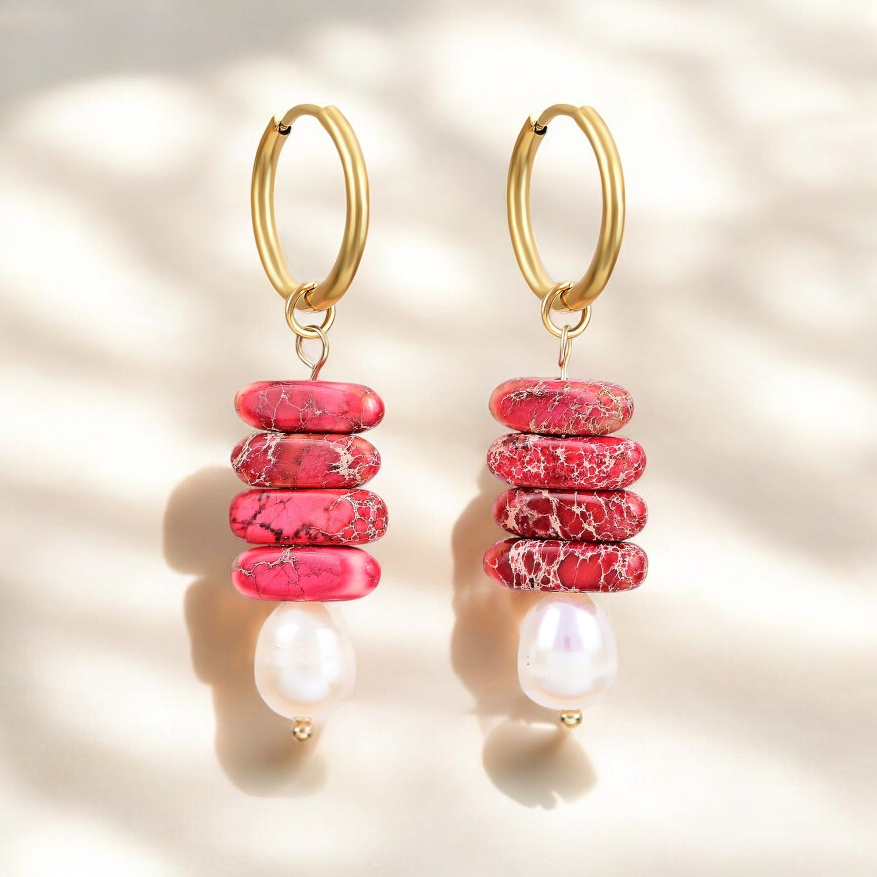 Boucles d'oreilles créoles Ocean Bliss en perle et jaspe jade