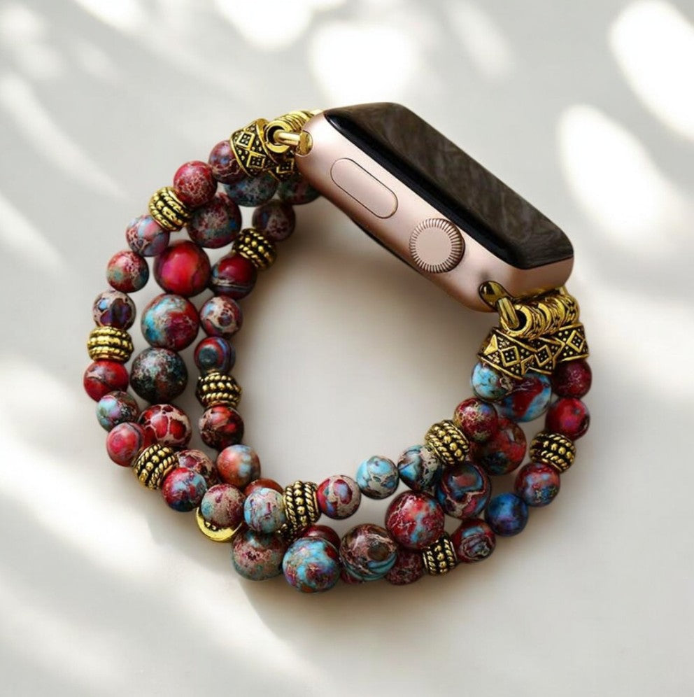 Crimson Jasper Stretch Apple Watch Armband