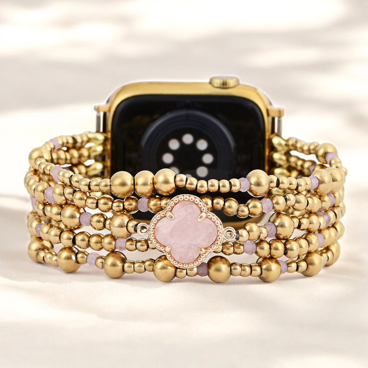Betoverende Rozenkwarts Elegantie Rekbare Apple Watch Band