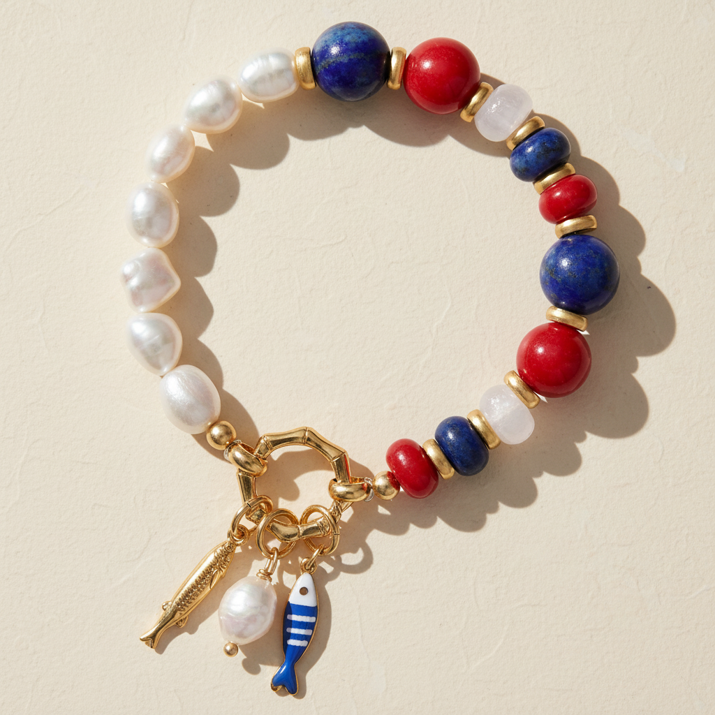 Bracelet charm perle de lapis