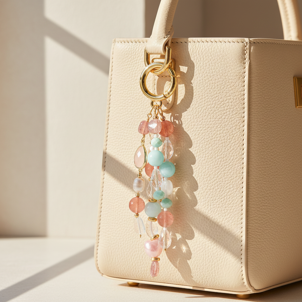 Charm de sac Harmonie en Quartz Rose