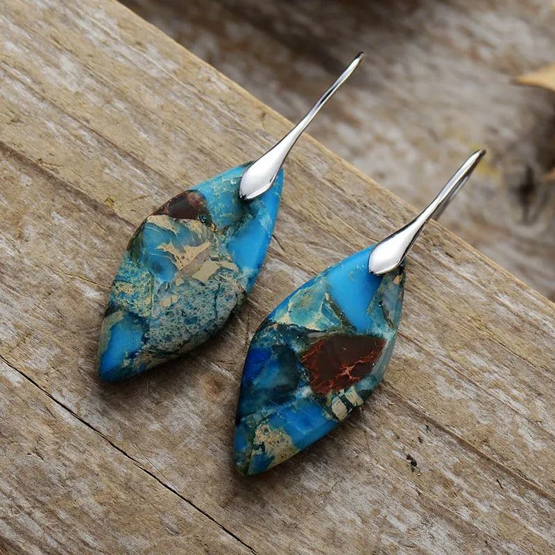 Boucles d'oreilles Jasper Feuilles de Sable Céruléen