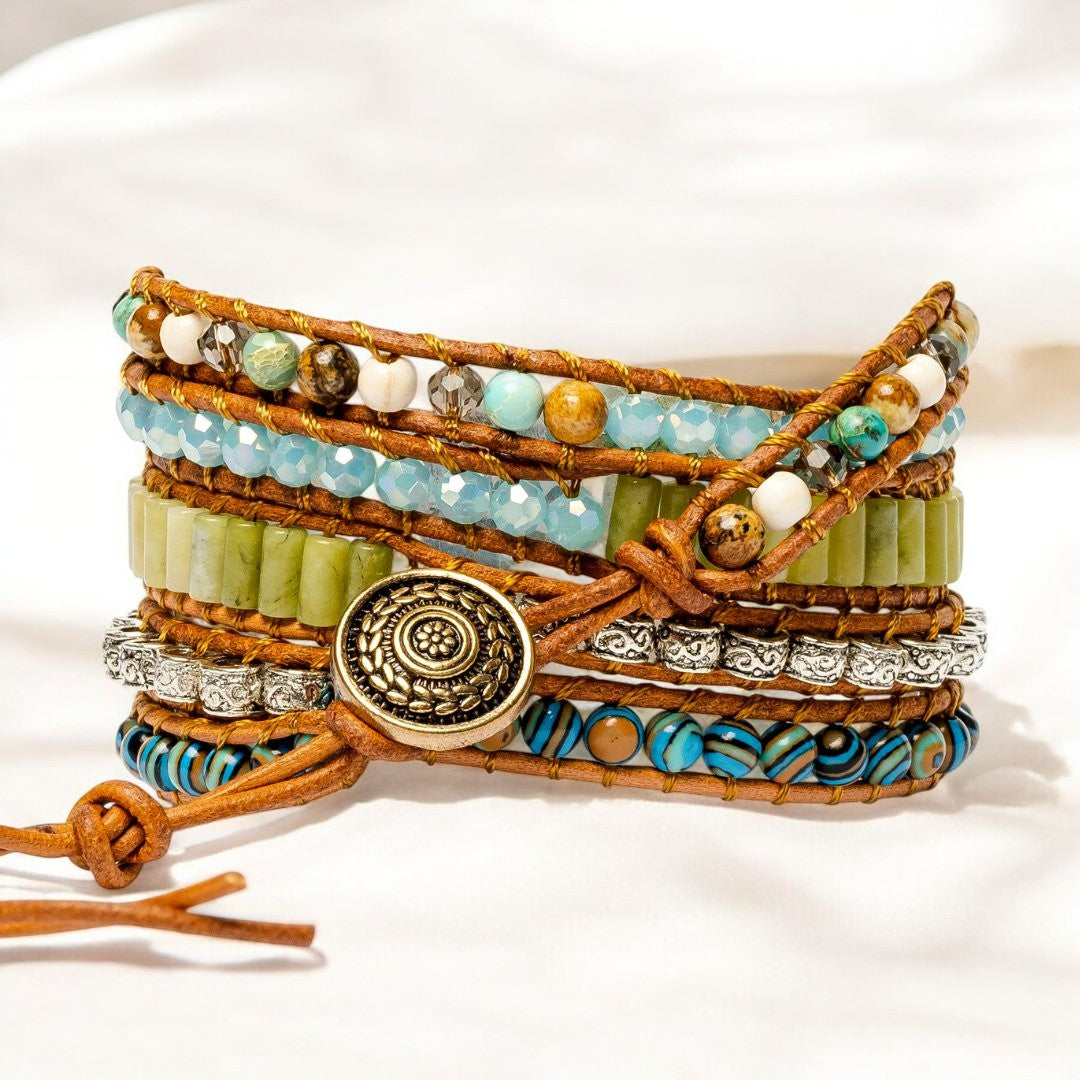 Gewickeltes Armband aus Twisted Ocean Jasper