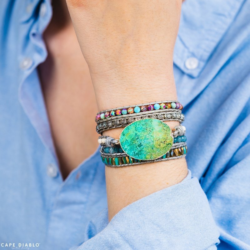 Ocean Jasper Protection Wrap Bracelet - Cape Diablo