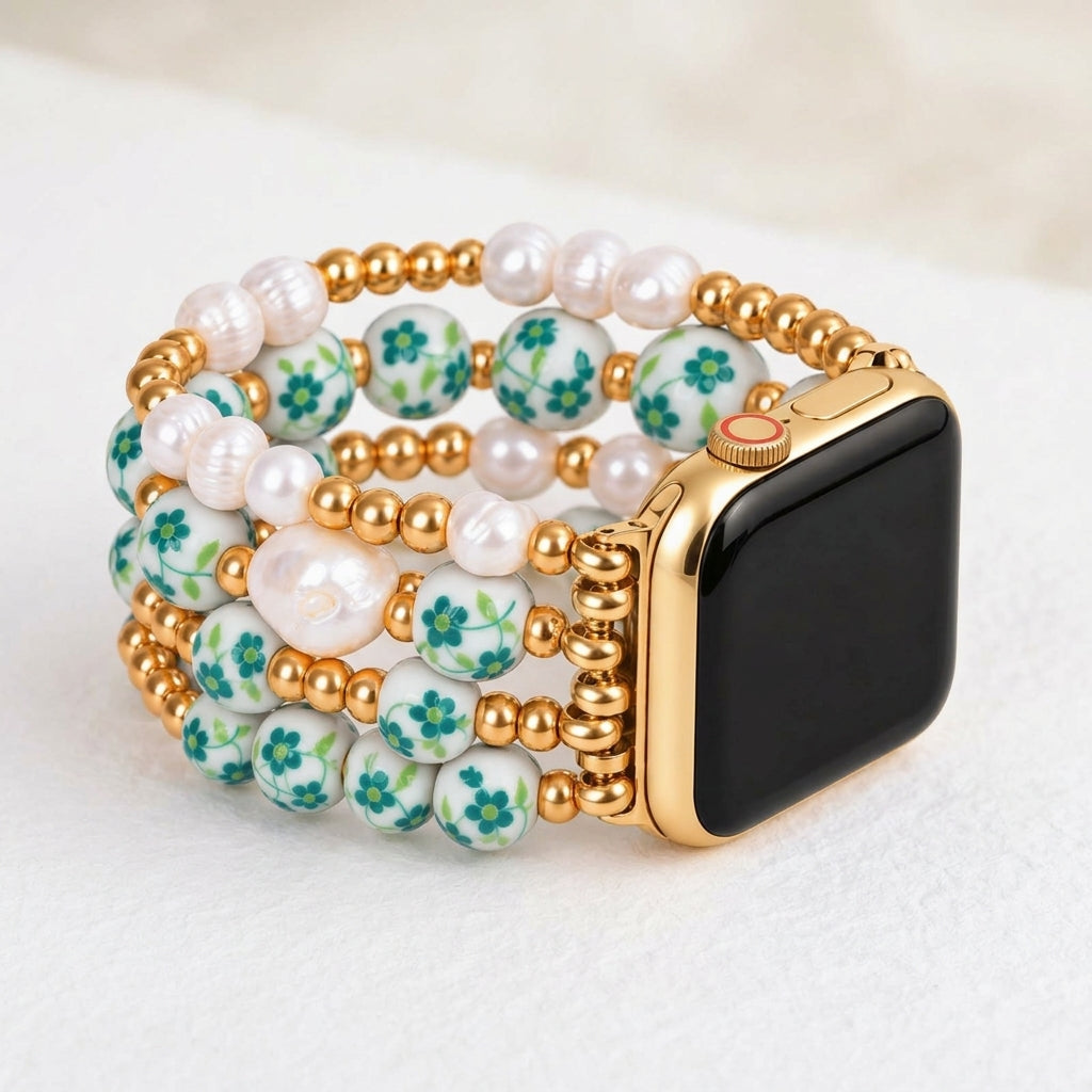 Bracelet Apple Watch Porcelain Garden Emerald Grove