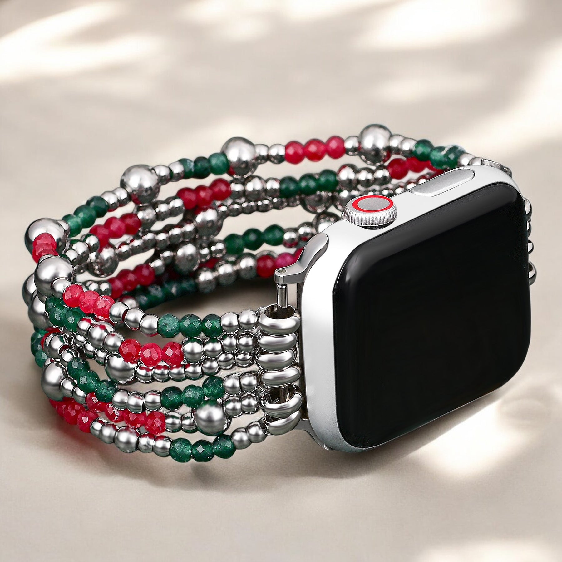 Feestelijke Zilveren Elegantie Stretch Apple Watch Band