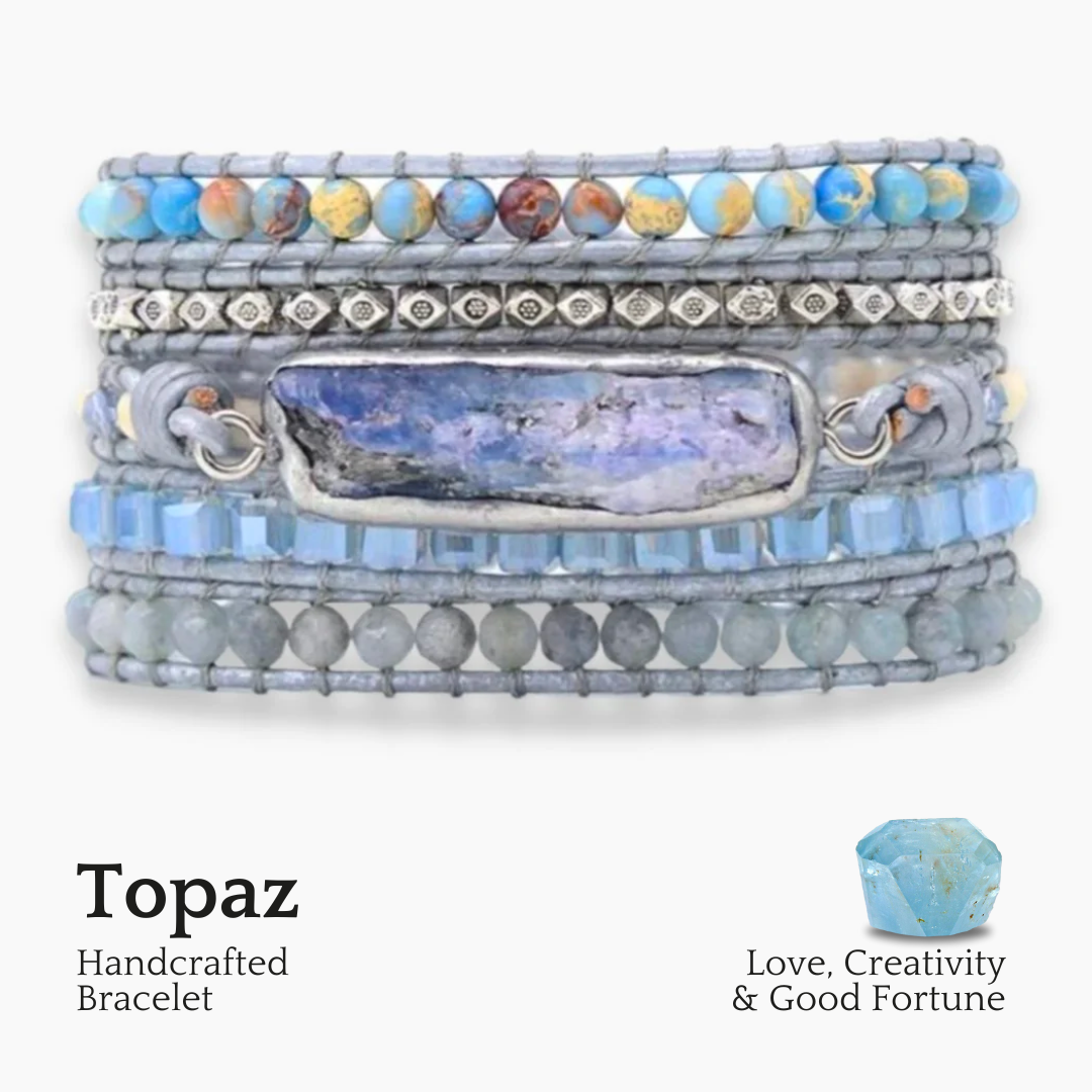Healing Topaz Queen Zilveren Wikkelarmband
