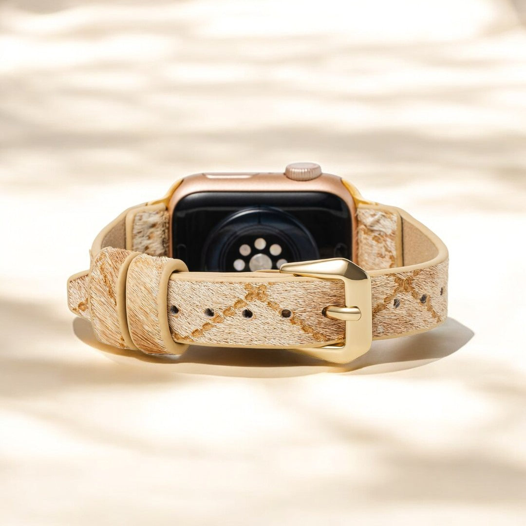 Drijfhout tinten lederen Apple Watch band
