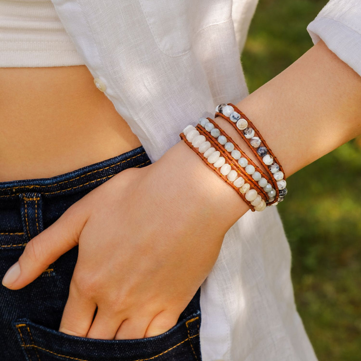 Bracelet enroulé artisanal White Harmony