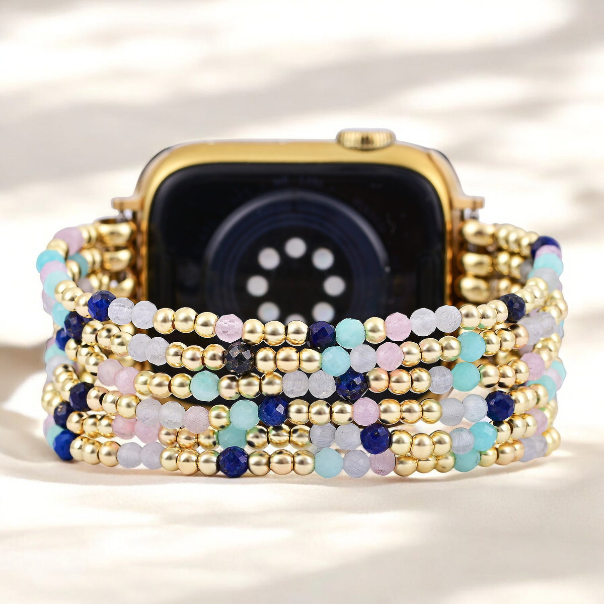 Juweel Lapis Amazoniet Rekbare Apple Watch Band