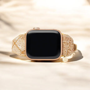 Bracelet Apple Watch en cuir aux teintes bois flotté