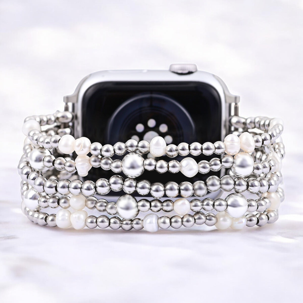 Glinsterende Parel Stretch Apple Watch Band