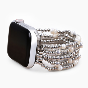 Bracelet Apple Watch extensible en or et en perles