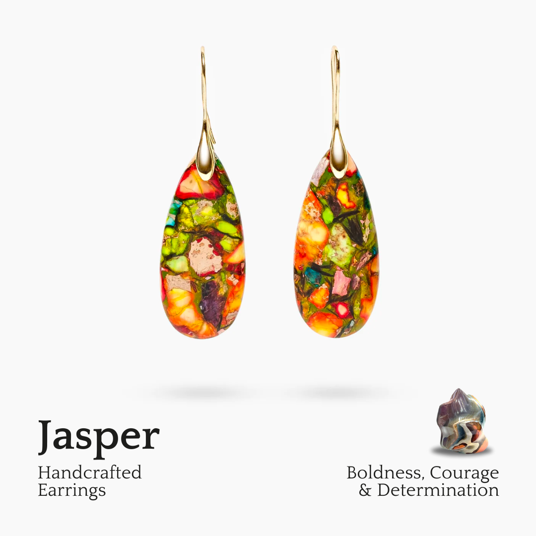 Boucles d'oreilles goutte de larme en jaspe intense