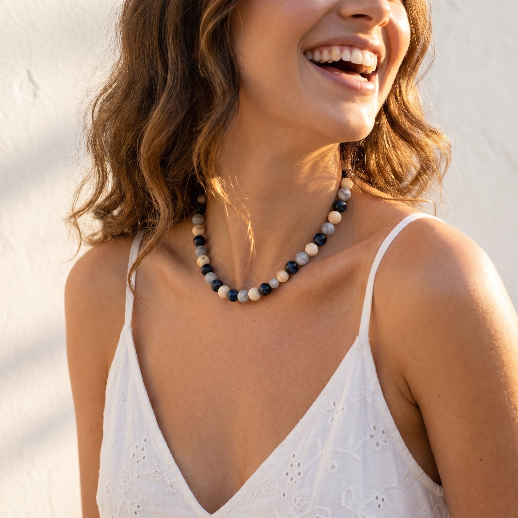 Chunky grijze kralenketting
