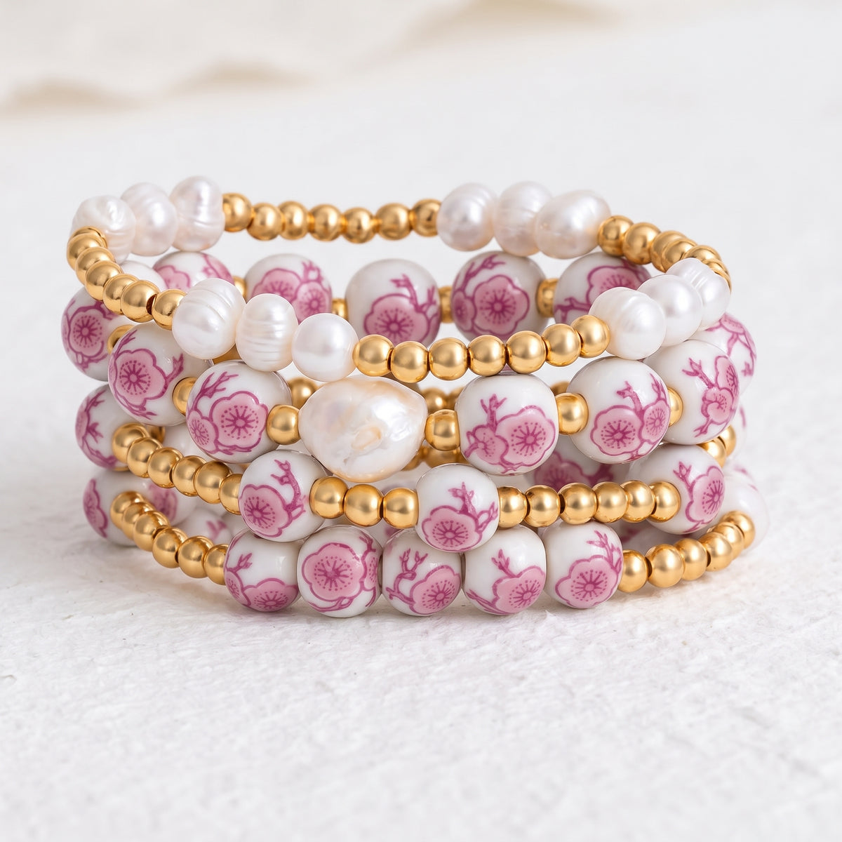 Porseleinen tuin-armbandset Cherry Blossom