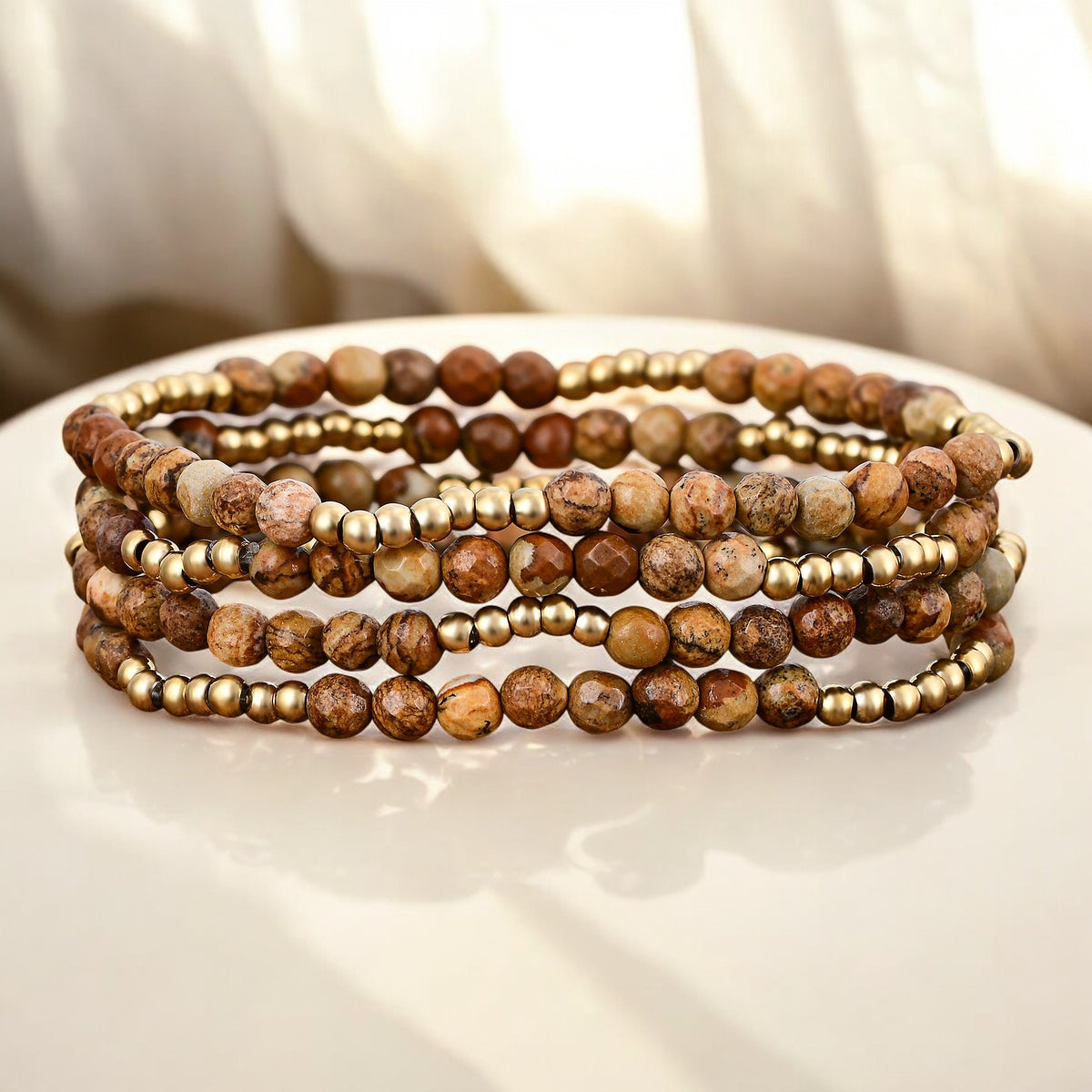 Ensemble de bracelets en jaspe Terre d'Or