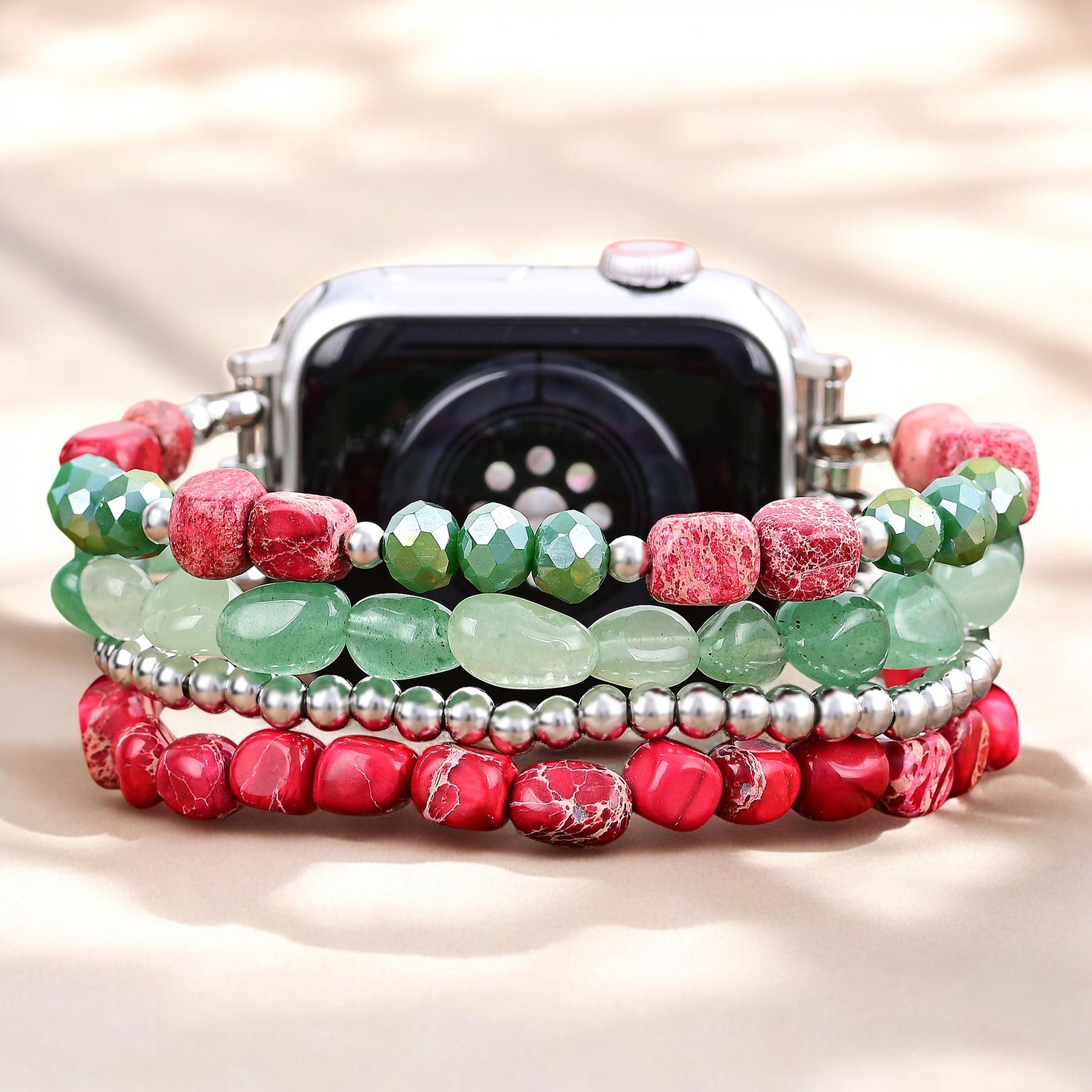 Bracelet Apple Watch Noël Élégance Argent Éternel