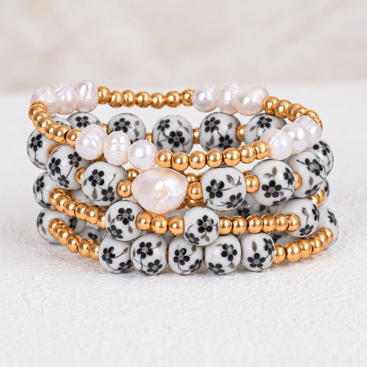 Ensemble de bracelets Porcelain Garden Midnight Bloom