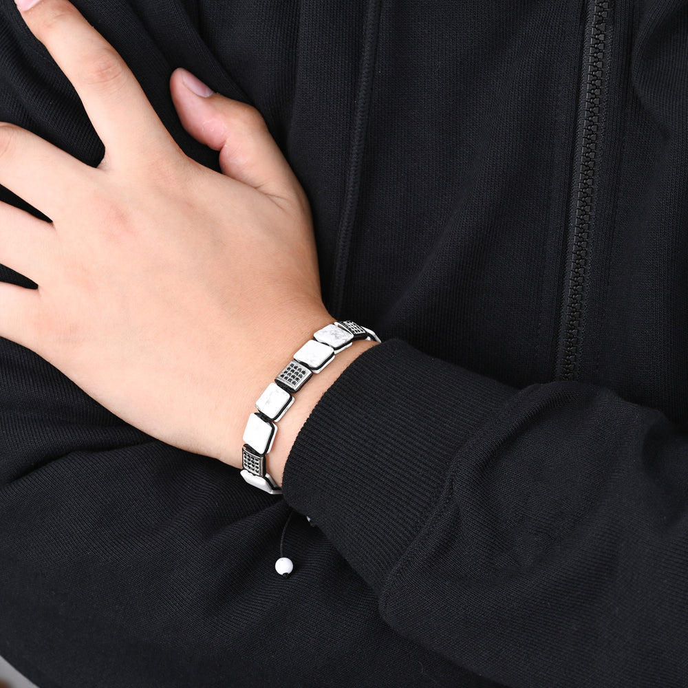 Herren Weiß Türkis Armband