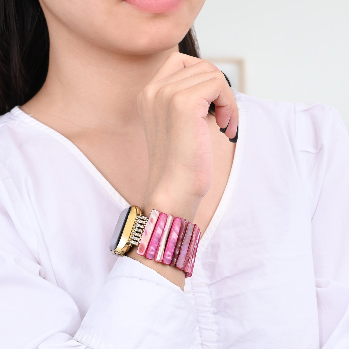 Imperial Orchid Shell Stretch Apple Watch Armband